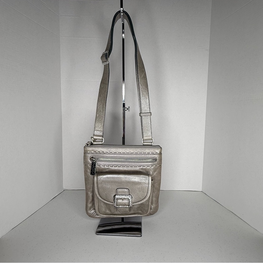 Brighton Metallic Silver Crossbody Organizer Bag
